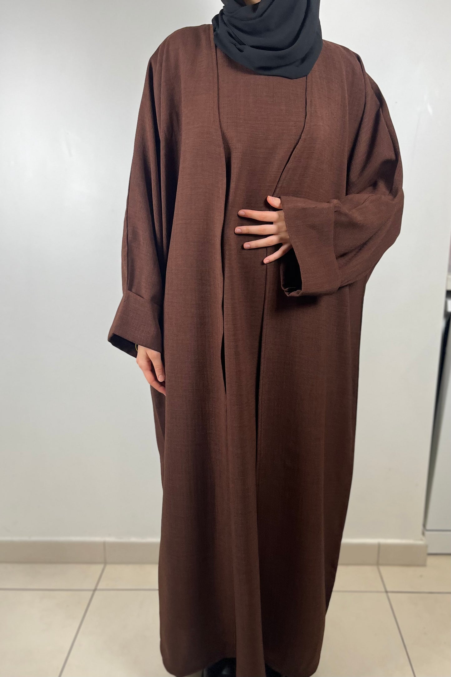 Ensemble Abaya Kimono effet Lin Soheila MARRON