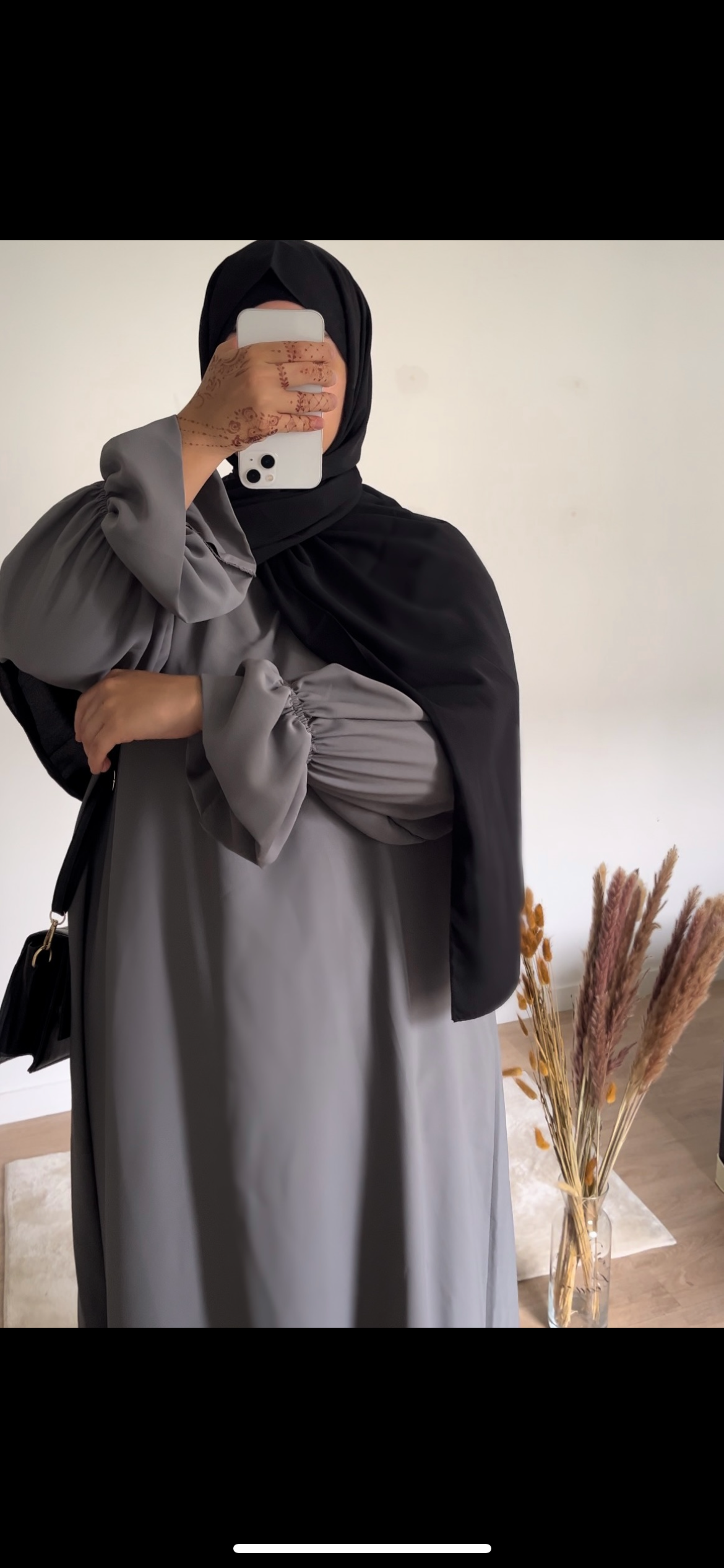 Abaya manches tulipes en Soie de médine Gris