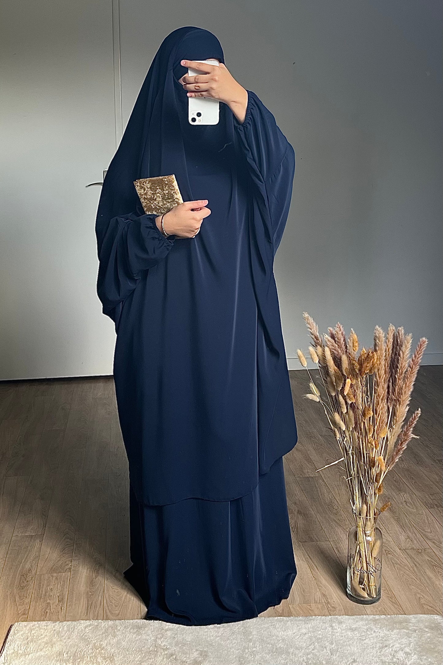 JILBAB EN SOIE DE MEDINE BLEU NUIT