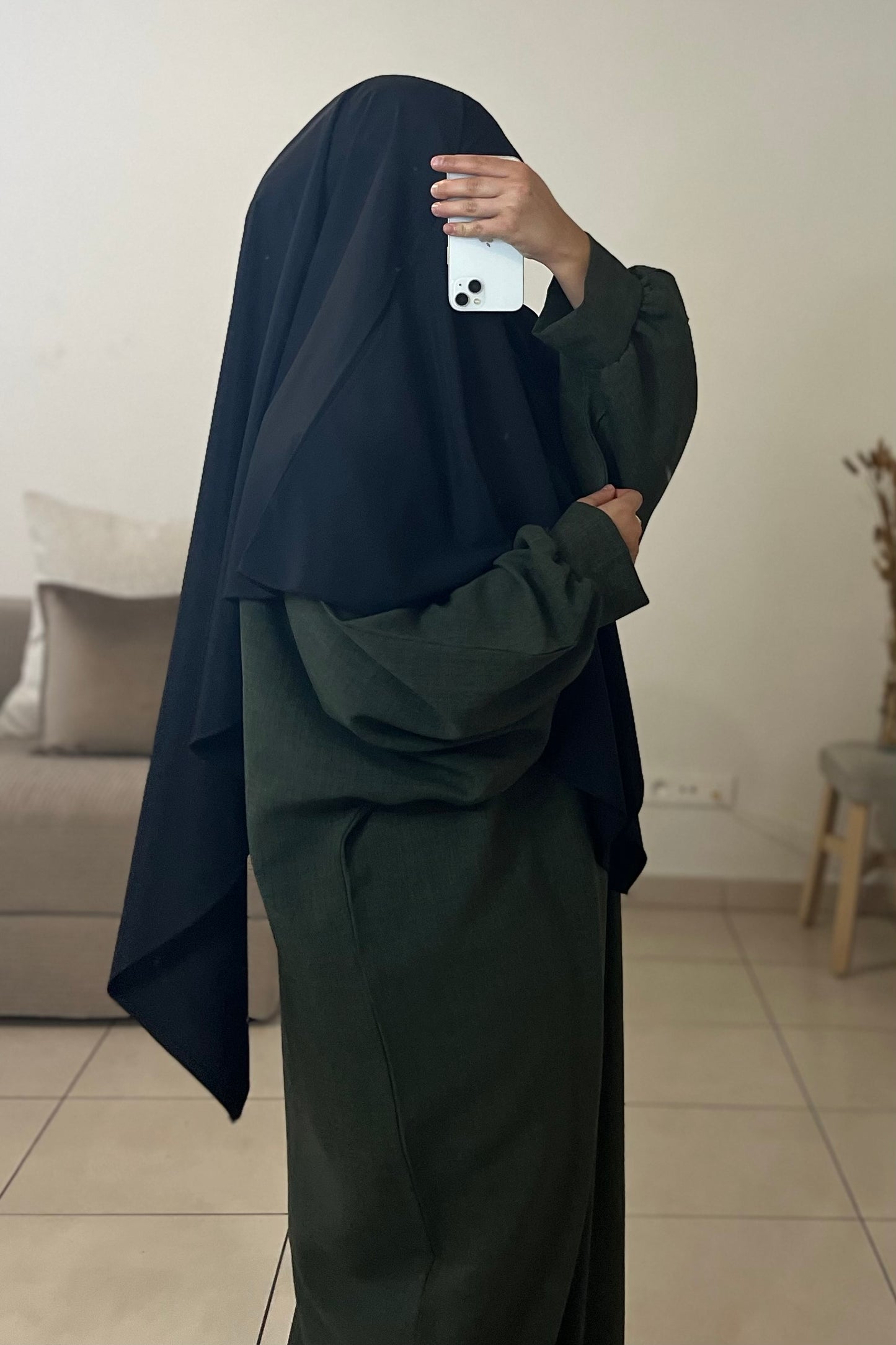 Khimar en soie de médine NOIR