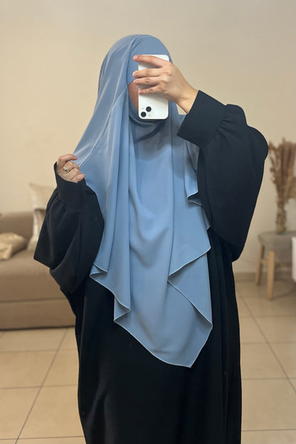 Khimar en soie de médine BLEU CIEL