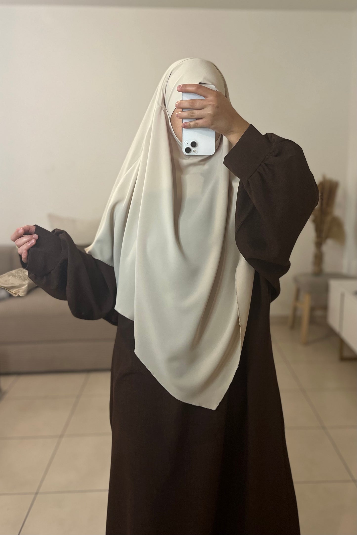 Khimar en soie de médine BEIGE