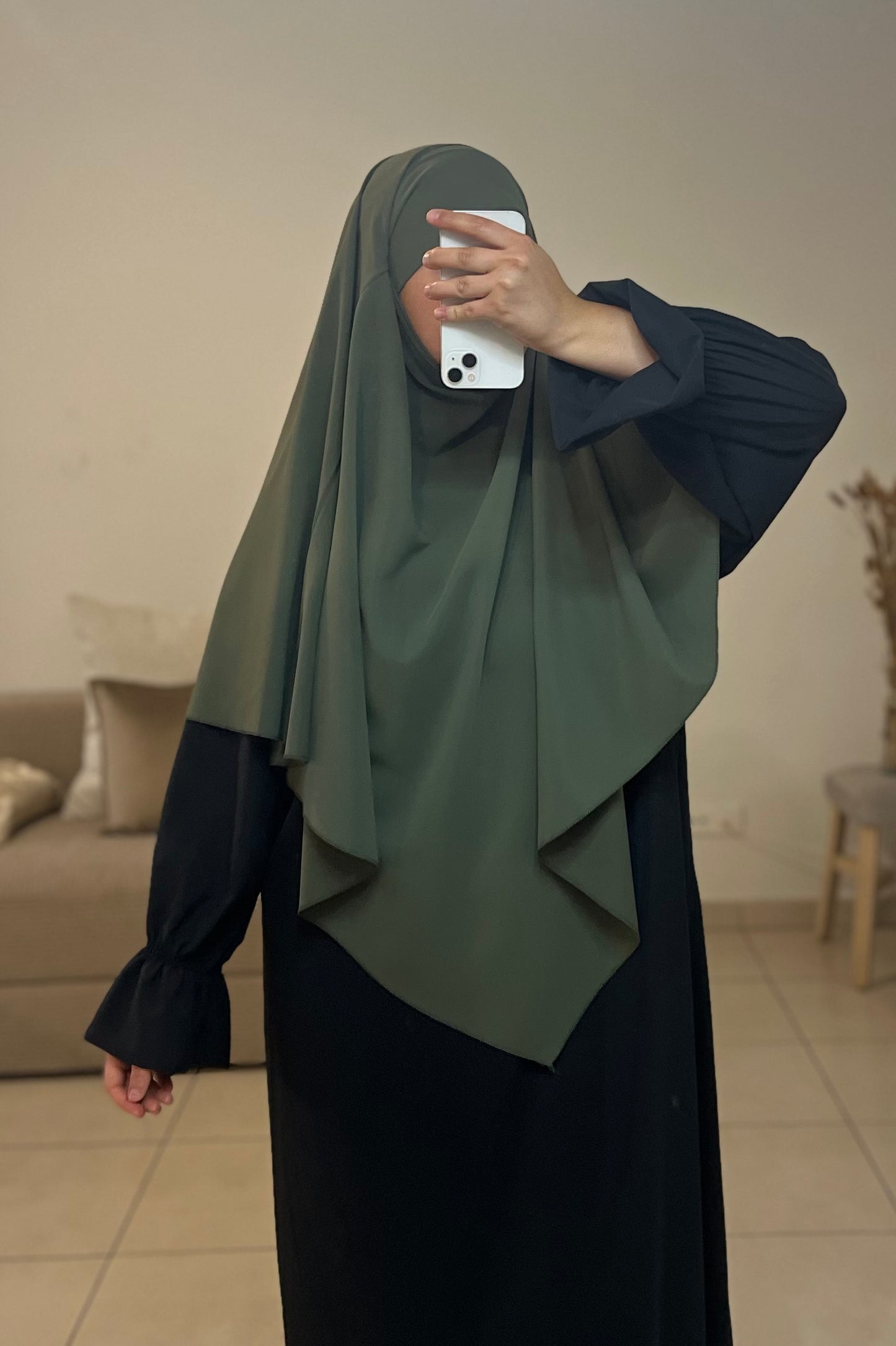 Khimar en soie de médine KAKI