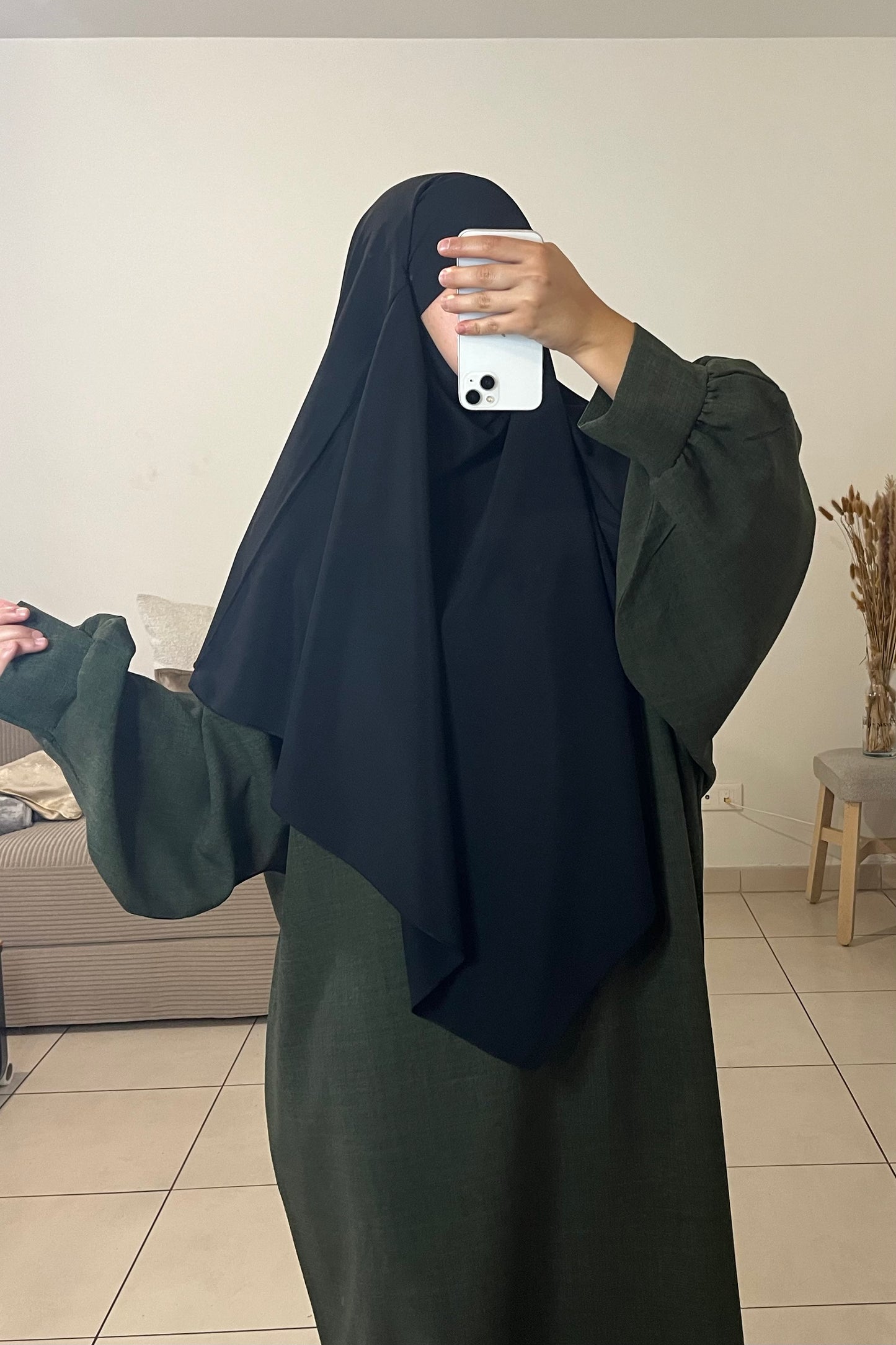 Khimar en soie de médine NOIR