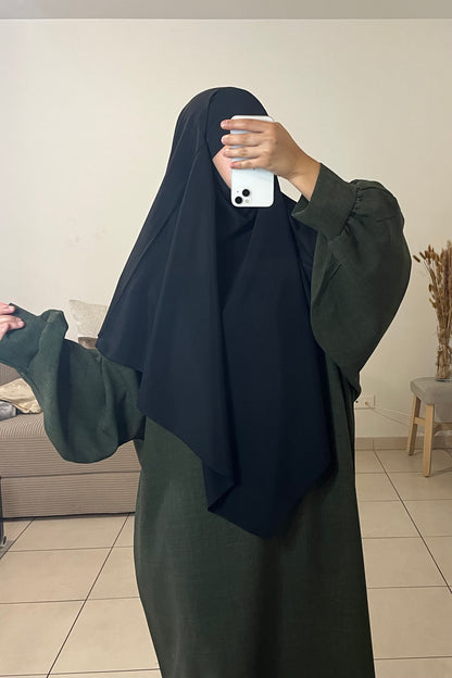 Khimar en soie de médine NOIR