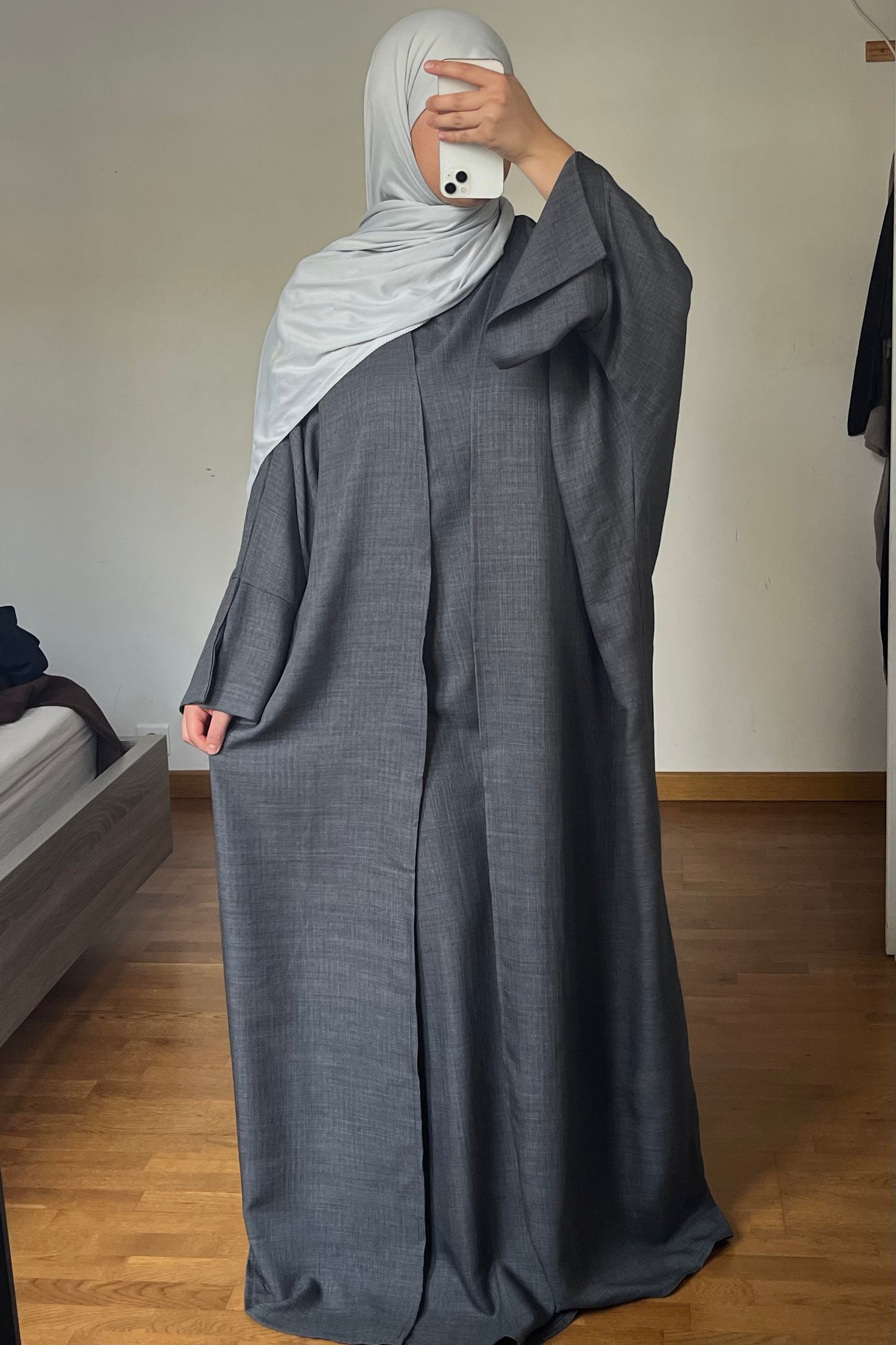 Ensemble Abaya kimono effet lin