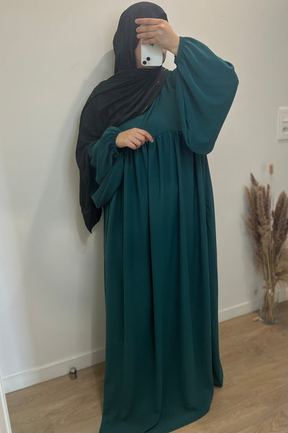 Abaya Jennah en Soie de Médine Vert émeraude