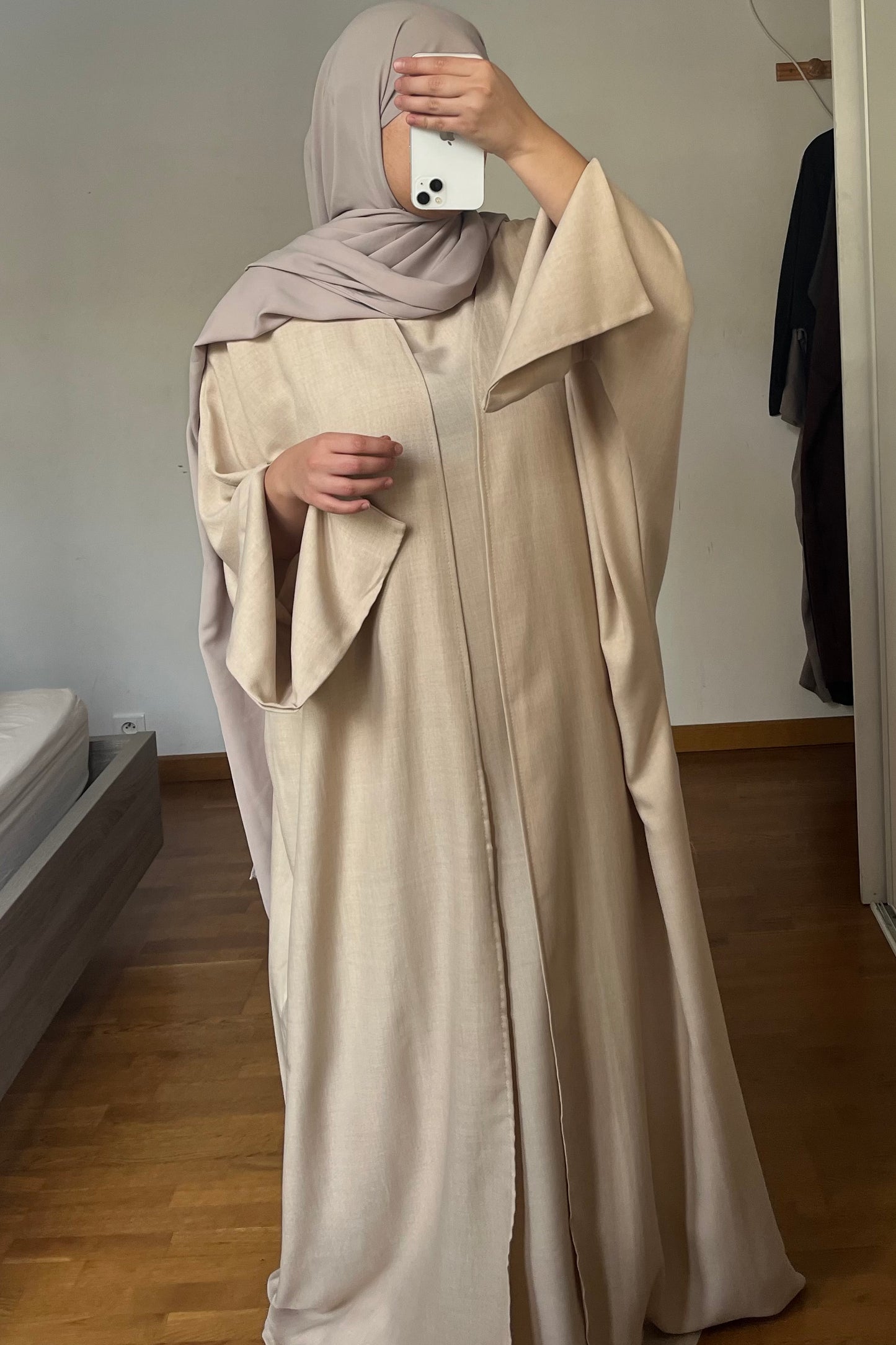 Ensemble Abaya kimono effet lin