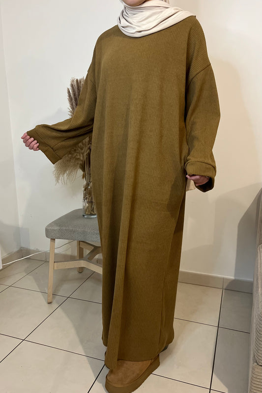 Abaya Ines cotelée camel