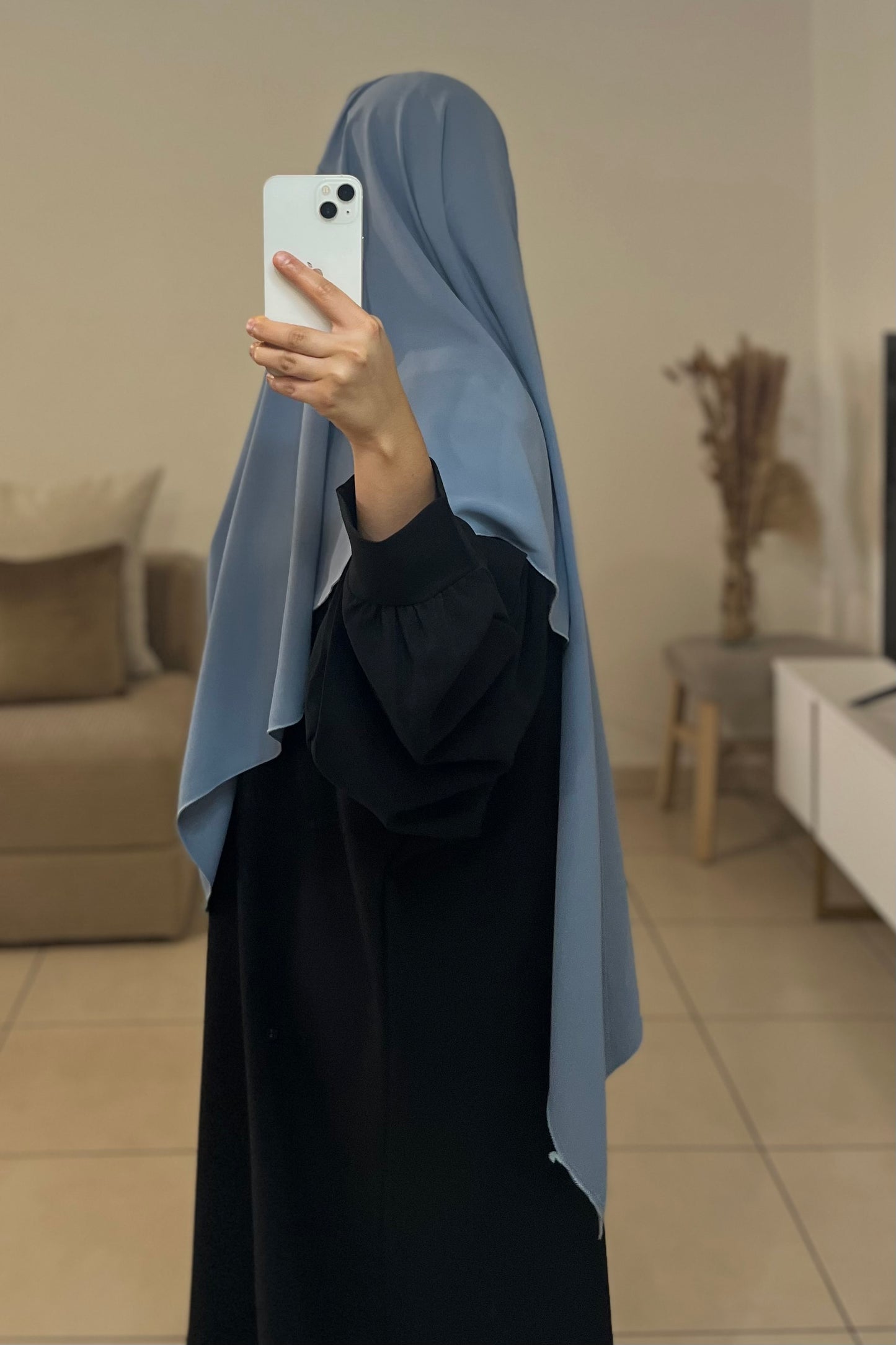 Khimar en soie de médine BLEU CIEL