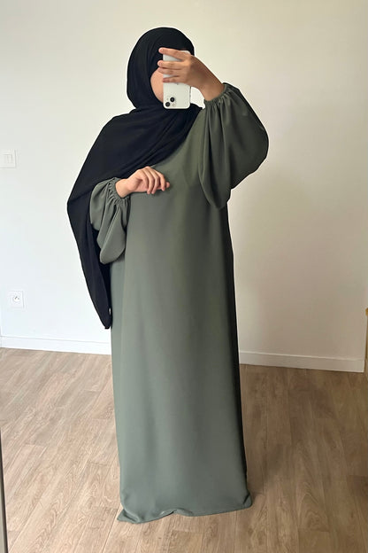 Abaya manches bouffantes en Soie de Médine