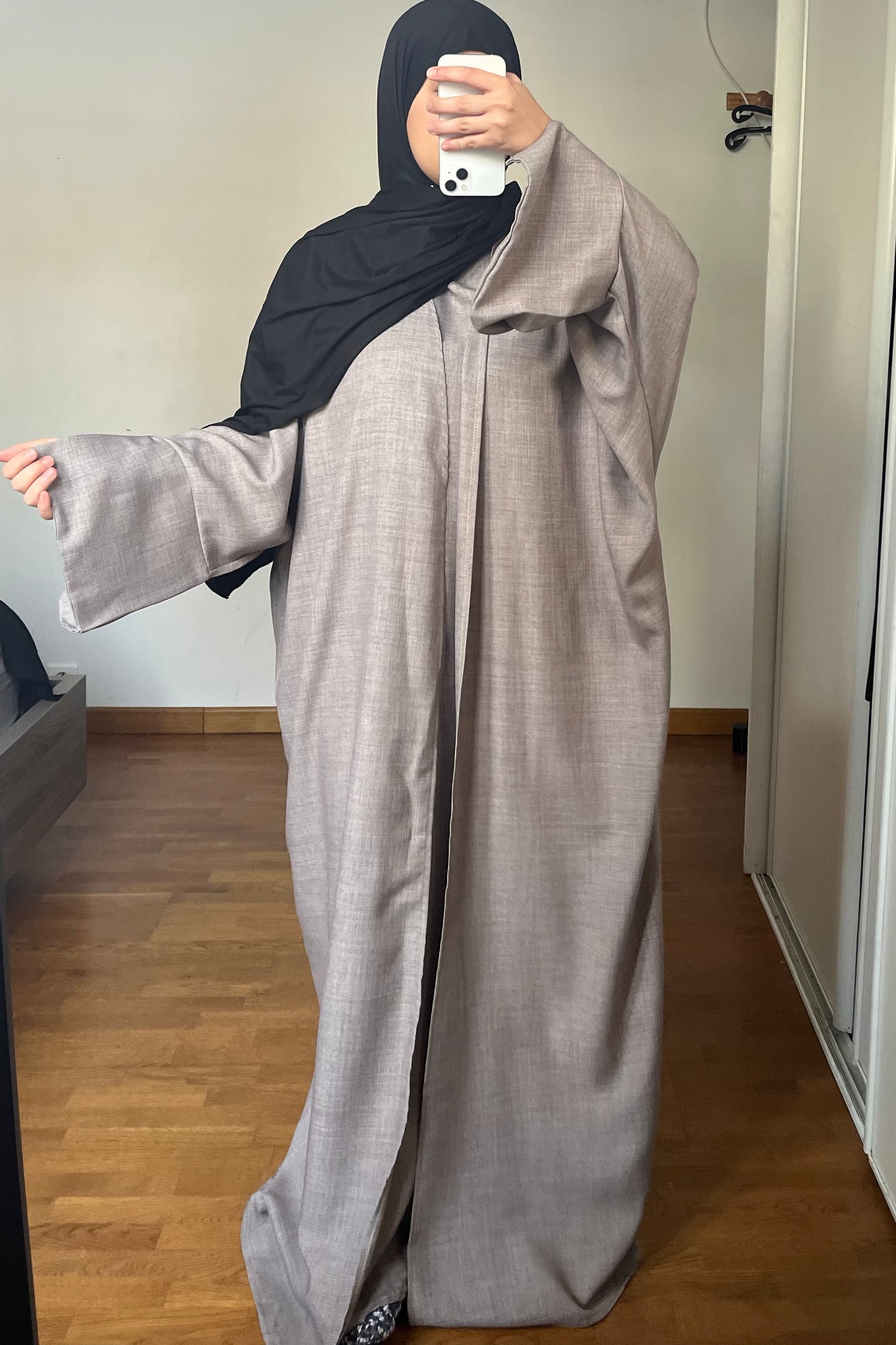 Ensemble Abaya kimono effet lin