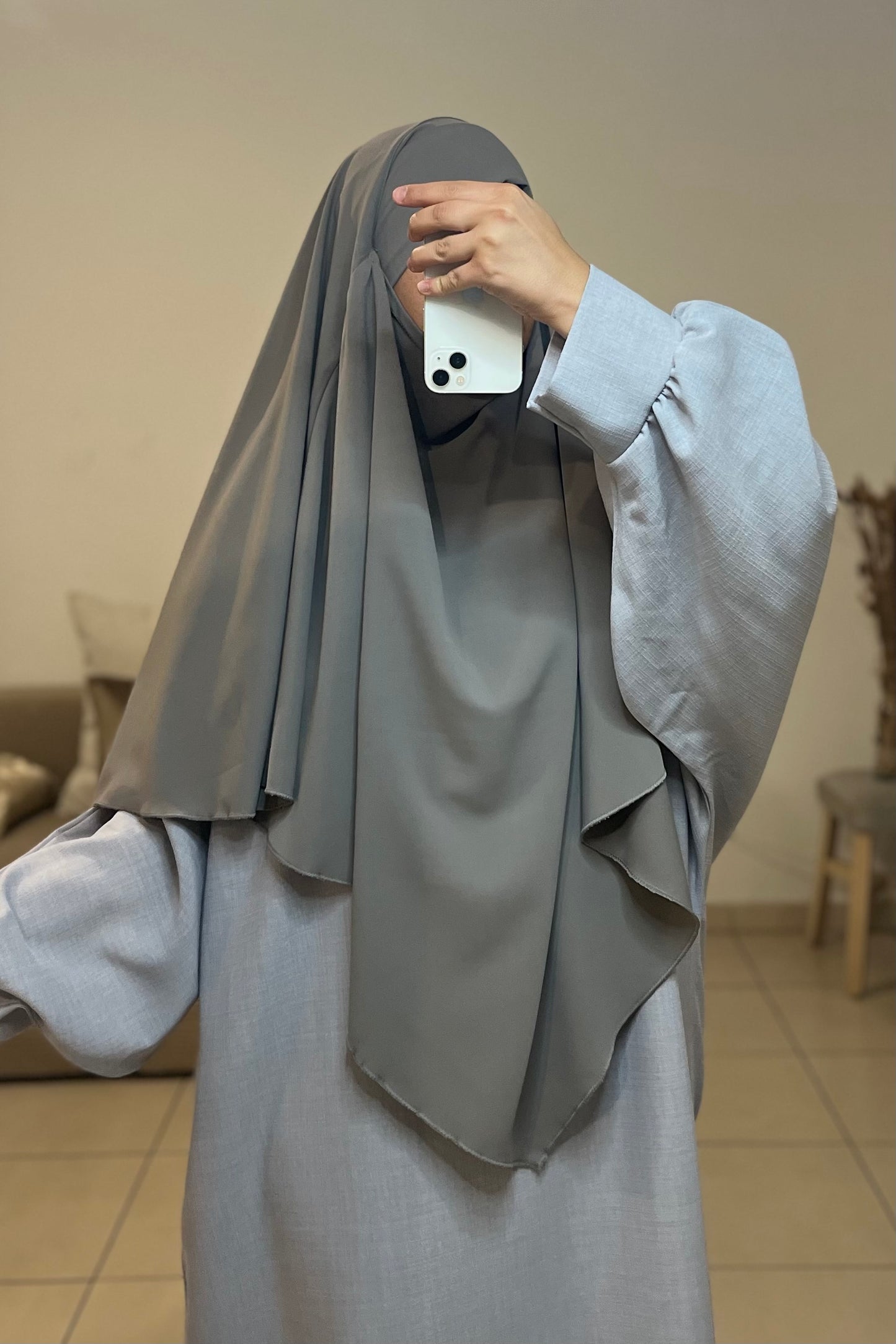 Khimar en soie de médine TAUPE