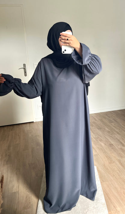 Abaya manches tulipes en Soie de médine