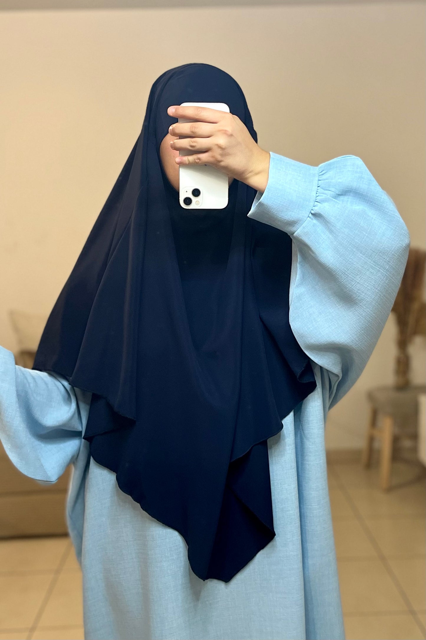 Khimar en soie de médine BLEU MARINE