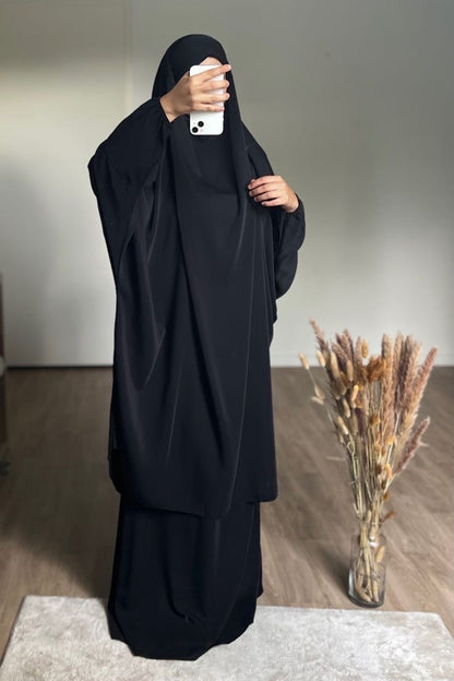 JILBAB EN SOIE DE MEDINE NOIR