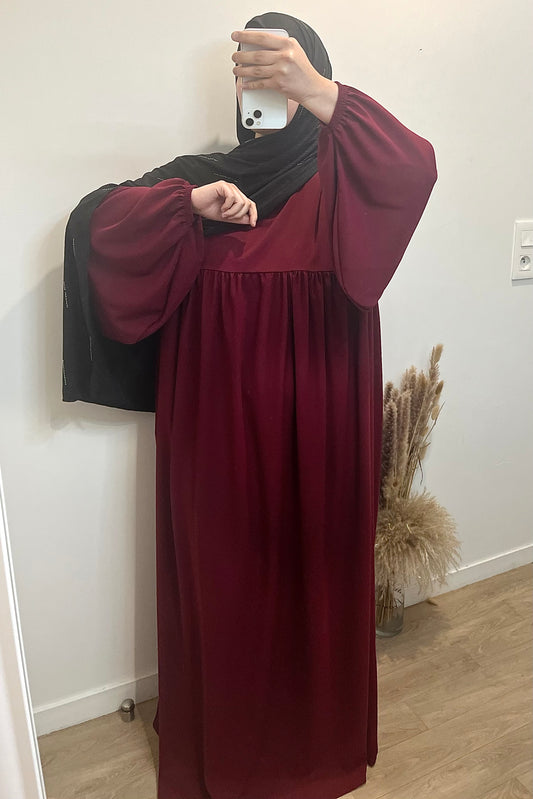 Abaya Jennah en Soie de Médine Bordeaux