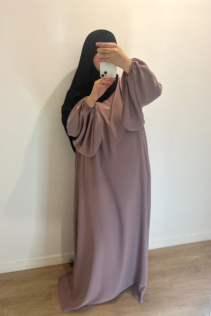 Abaya manches bouffantes en Soie de Médine