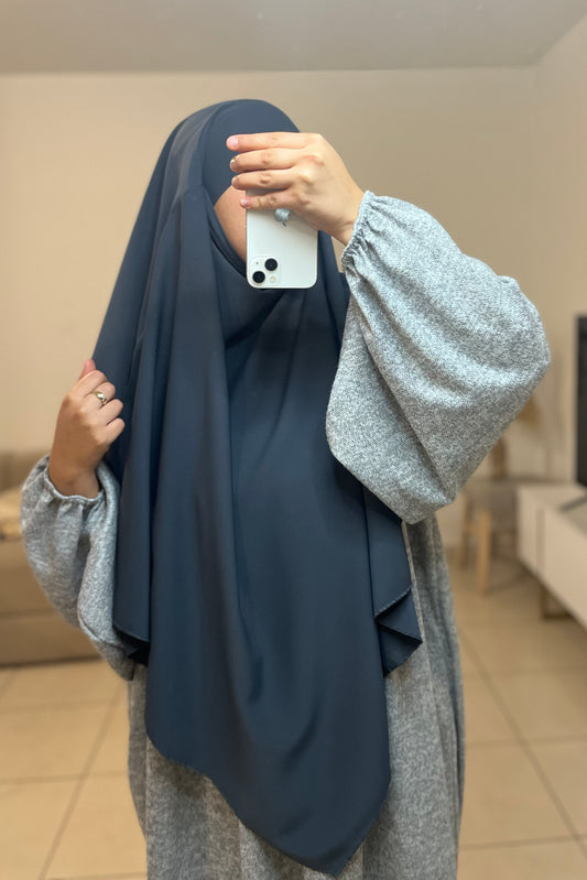 Khimar en soie de médine GRIS FONCÉ