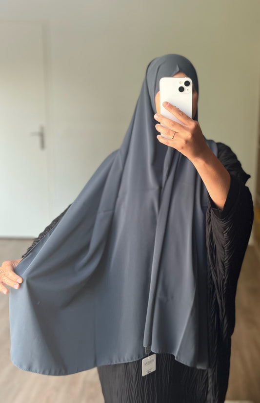 Hijab en soie de médine gris anthracite