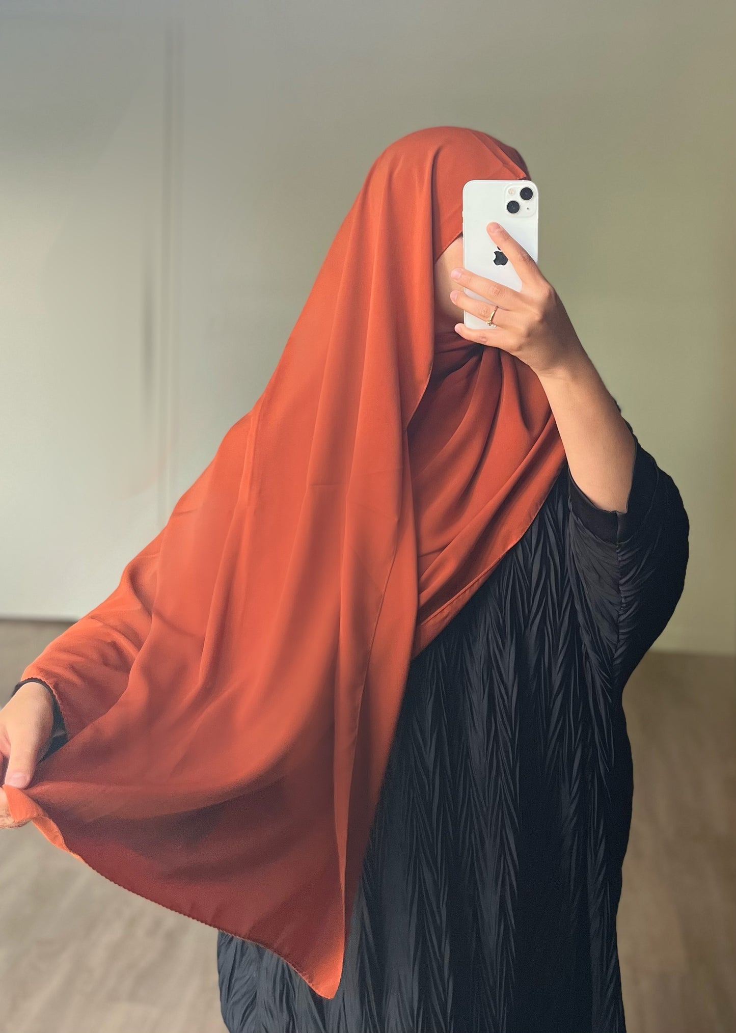 Hijab en soie de médine orange rouille