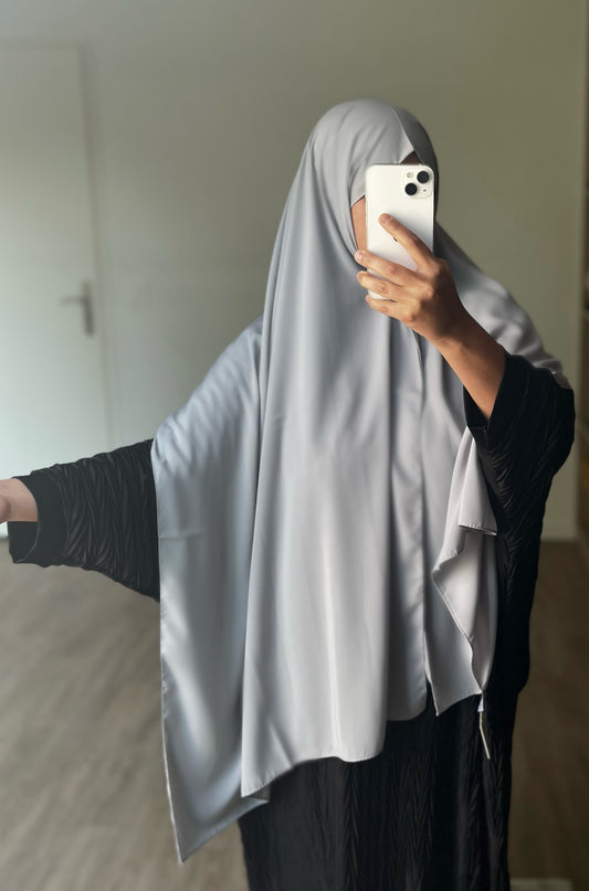 Hijab en soie de médine gris perle