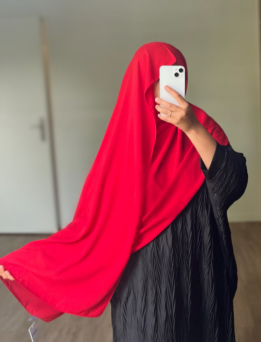 Hijab en soie de médine rouge vif