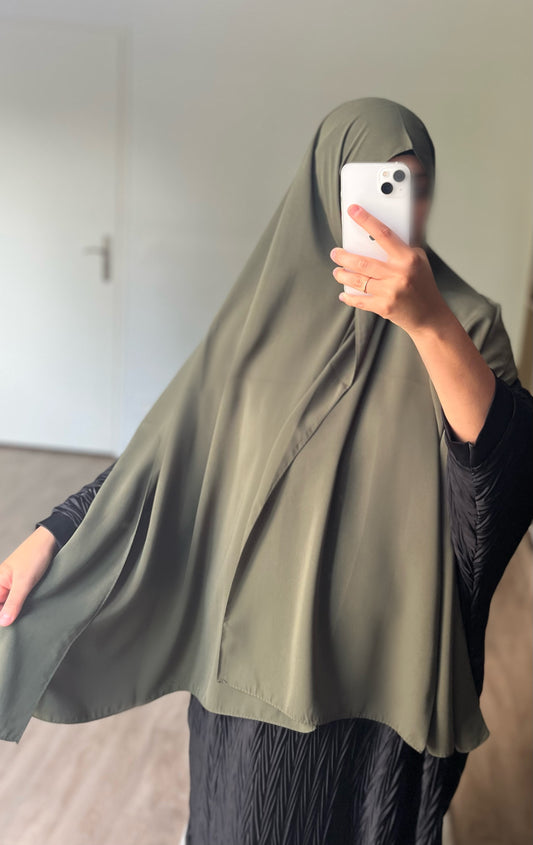 Hijab en soie de médine vert kaki