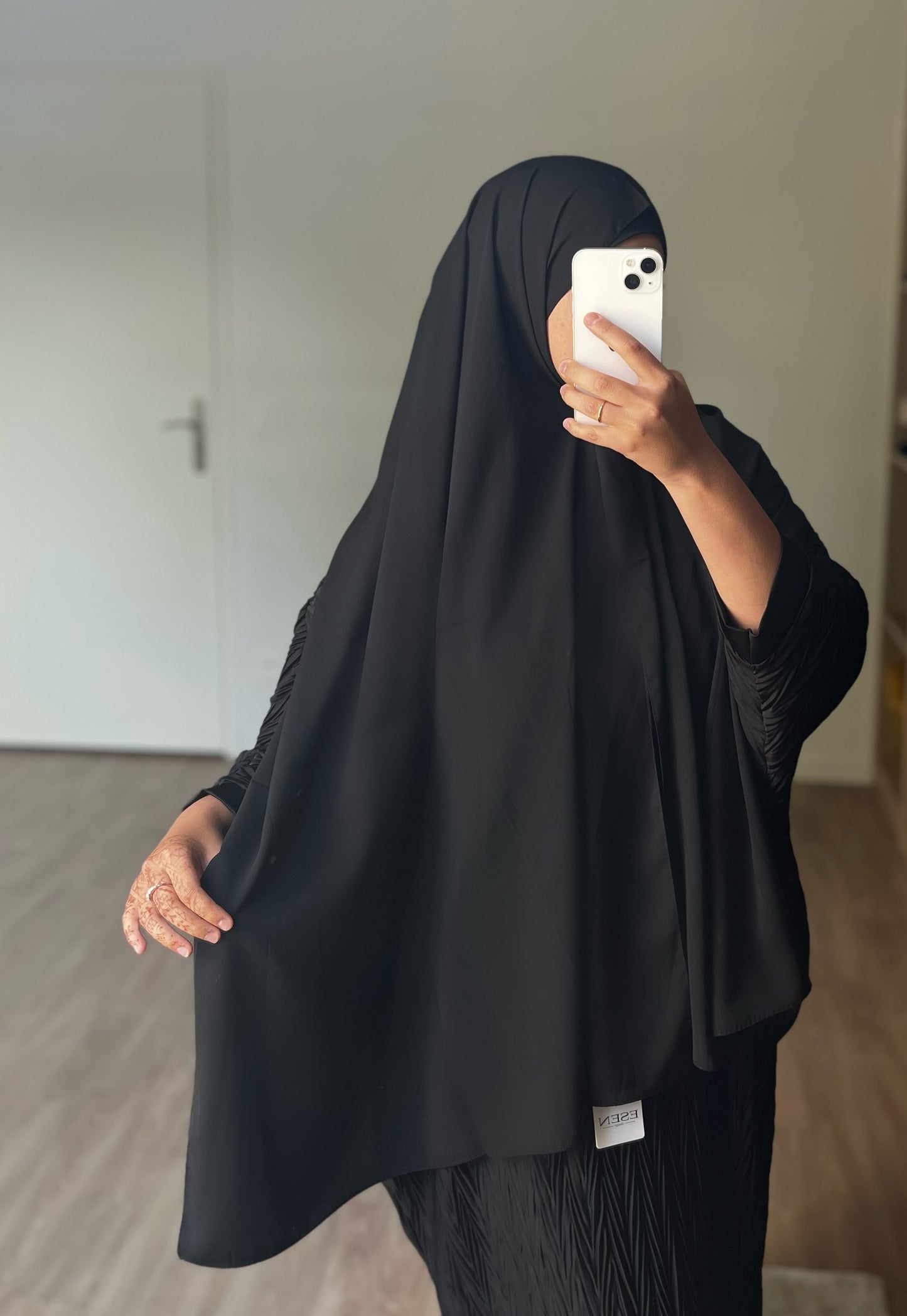 Hijab en soie de médine Noir