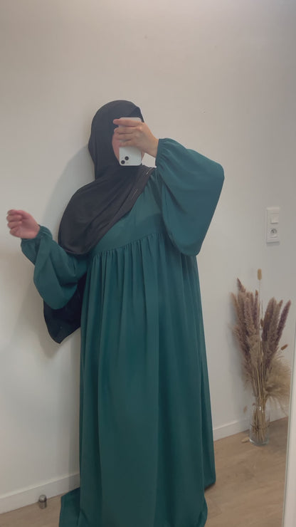 Abaya Jennah en Soie de Médine Vert émeraude