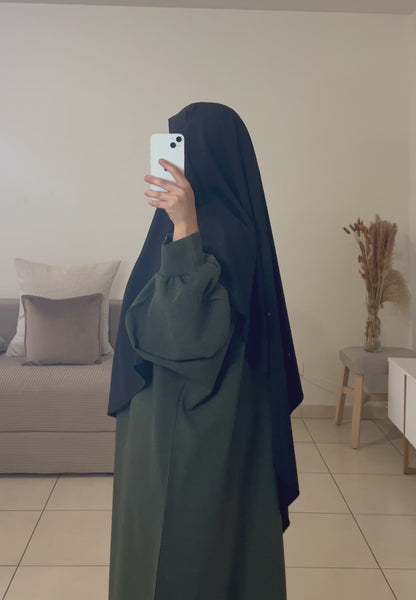 Khimar en soie de médine NOIR