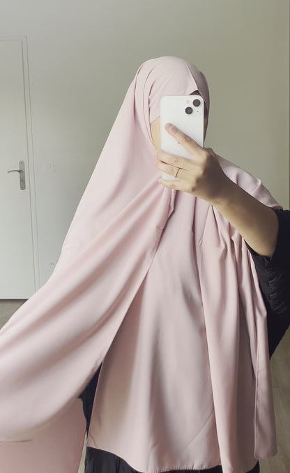 Hijab en soie de médine rose poudrée