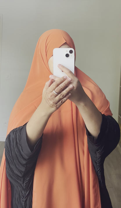 Hijab en soie de médine orange vif