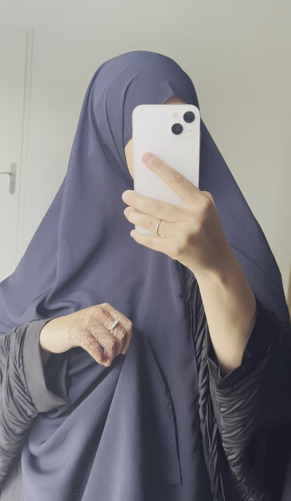 Hijab en soie de médine Bleu foncé