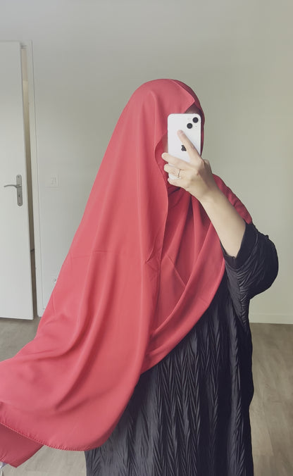 Hijab en soie de médine rouge vif