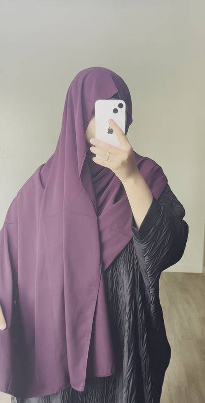 Hijab en soie de médine Prune