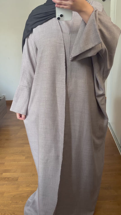 Ensemble Abaya kimono effet lin